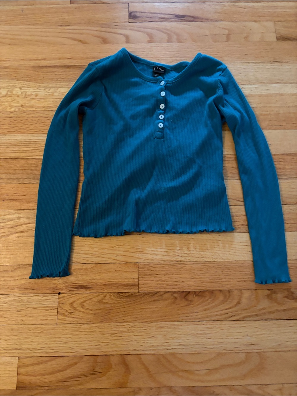 art class Teal Ribbed Long Sleeve Henley Top